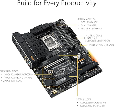 ASUS TUF GAMING B760-PLUS WIFI Intel B760 LGA 1700 ATX motherboard