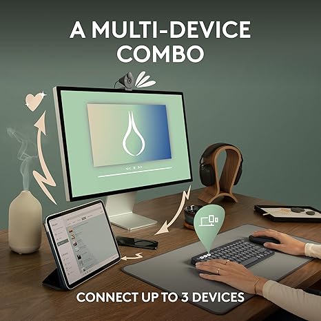 Logitech Pebble 2 Combo, Wireless Keyboard and Mouse, Quiet and Portable